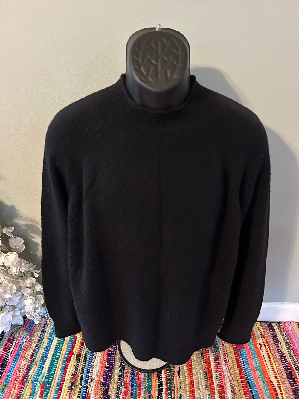 NEW J. Crew Alpaca Sweater Merino Wool Blend Mock Neck Black Large